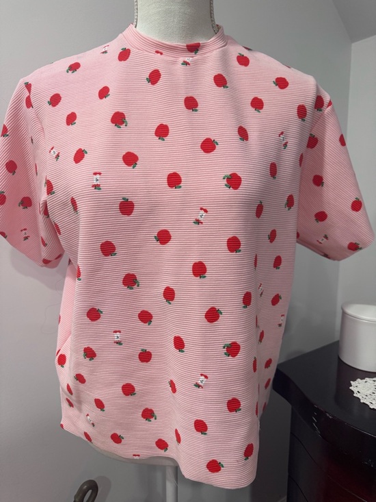 Cucitura Tops - Pink Apple Print Short Sleeve Top